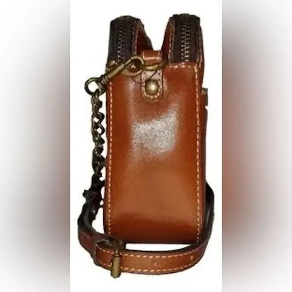 Patricia Nash Heritage Chambery Veg Tan Leather Crossbody Handbag Chain Strap - Picture 2 of 15